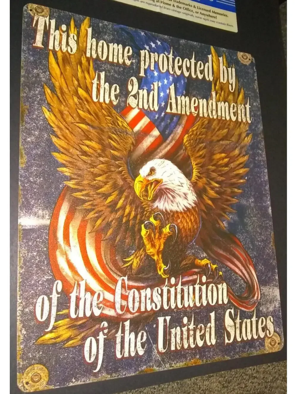 Home Protected by Second Amendment Eagle Tin Metal Sign Man Cave Garage 12